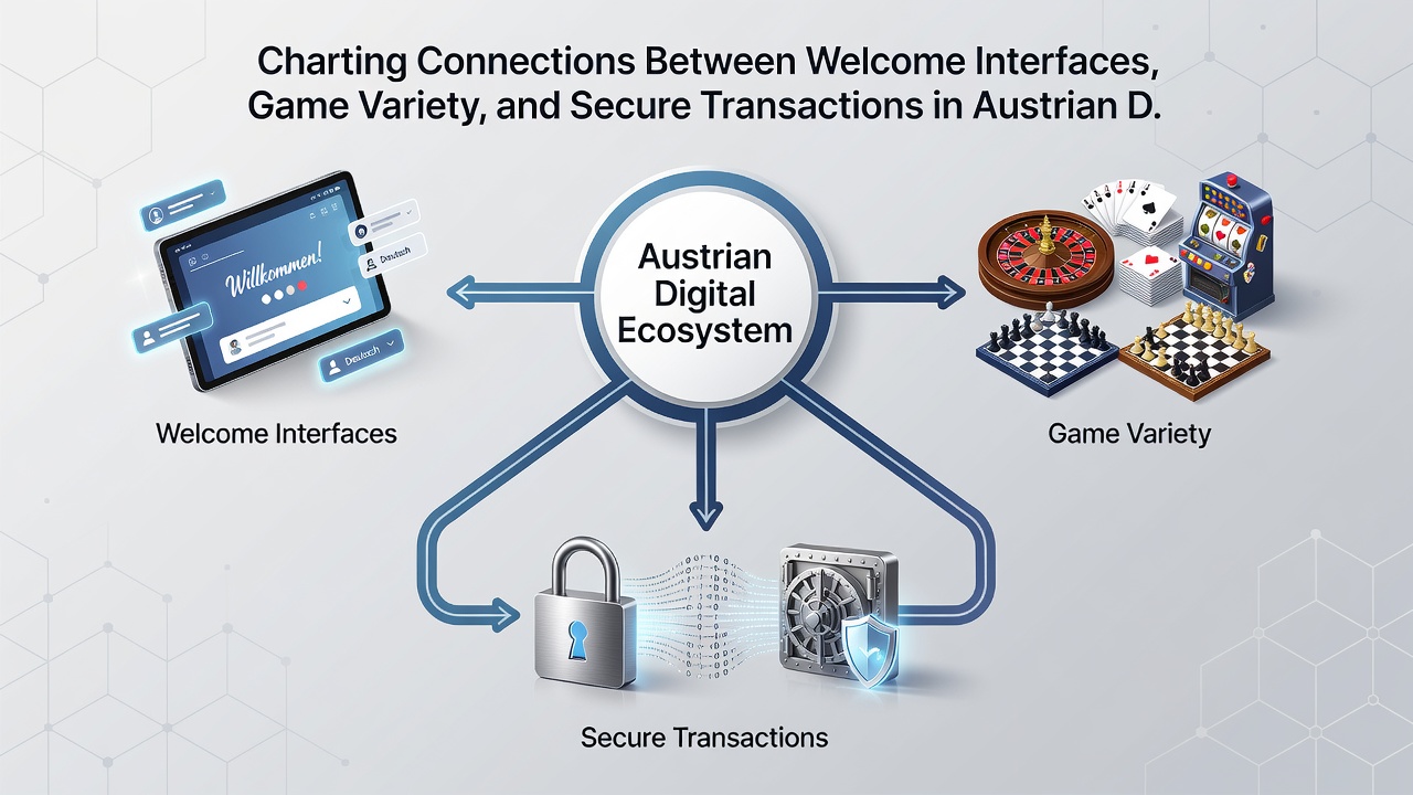 Diagram showing secure transaction flows integrated with diverse game selections in Austrian online gaming